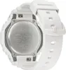 The back of a white Casio G-Shock watch is shown, with close-up details of the metal casing and strap. Anteprima dell’immagine prodotto