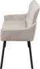 Side view of a taupe upholstered bench with black legs. Produktbild-Vorschau