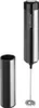 A black and silver milk frother and its protective cover are displayed against a white background. Produktbild-Vorschau