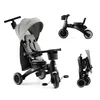 A collage of images showing a Kinderkraft Jazz 2 foldable trike in different configurations and folded state. Voir les images du produit