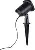 A black LED outdoor spotlight with a stake and a power cord, shown against a white background. Anteprima dell’immagine prodotto