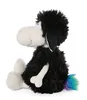 A plush toy sheep with black shaggy fur and a rainbow-colored tail sits on a white background. Produktbild-Vorschau