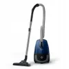 A blue and black Philips PowerGo vacuum cleaner with a silver wand and hose is shown against a white background. Produktbild-Vorschau