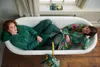 Pip Studio Good Evening Bademantel Grün Green M Produktbild-Vorschau 3