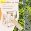 A wooden indoor playground set with various activities, set against a backdrop of trees and foliage. Podgląd zdjęcia produktu