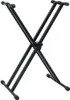 A black X-shaped keyboard stand is shown against a white background. Podgląd zdjęcia produktu