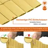 Close-up of a golden PVC privacy fence with text and diagrams highlighting its features. Produktbild-Vorschau