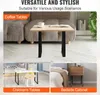 A collage showing different applications of the product: a coffee table in a living room, a children's table and chairs, and a bedside cabinet next to a bed. Voir les images du produit