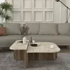 Couchtisch Luxe Beige Travertin Optik Braun 90x90 cm Produktbild-Vorschau 2