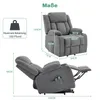 Diagrams showing the dimensions of a recliner chair, with one view showing the chair in an upright position and another in a reclined position. A separate box indicates the maximum load capacity. Anteprima dell’immagine prodotto