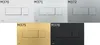 A collage of different colored toilet flush plates, each labeled with a model number. Produktbild-Vorschau