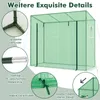 A green greenhouse with close-up details of its construction. Produktbild-Vorschau
