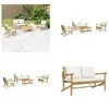 vidaXL 4 tlg. Garten Lounge Set mit Cremeweißen Kissen Produktbild-Vorschau 1