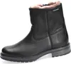 A black leather boot with fur lining. Produktbild-Vorschau