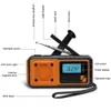 A multi-functional emergency radio with various features labeled. Náhled obrázku produktu