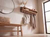 FineBuy Wandgarderobe Akazie Massivholz 90cm mit Ablage Produktbild-Vorschau 5