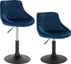 Two blue velvet bar stools with diamond tufting and adjustable height, shown against a white background. Náhľad obrázku produktu