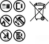 A collection of safety symbols related to batteries. Produktbild-Vorschau
