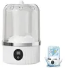 A white portable mini washing machine with a clear lid, shown on a white background. A smaller inset image shows the machine in use with water and cartoon fish. Produktbild-Vorschau