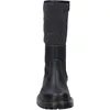 A front view of a black leather boot with a gray fabric shaft. Produktbild-Vorschau