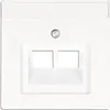 A white wall plate with two openings for network jacks. Produktbild-Vorschau
