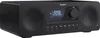 A black Sharp all-in-one hi-fi system is shown from a front-facing angle against a white background. Voir les images du produit