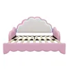 A pink bed with a cloud-shaped headboard and LED lights. Podgląd zdjęcia produktu