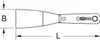 A technical drawing of a tool with dimensions indicated. Produktbild-Vorschau