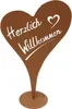 Dekoschild "Herzlich Willkommen" in Herzform, Metall Herz Produktbild-Vorschau 2