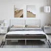 vidaXL Postel s čelem kovová bílá 183x213 cm Náhled obrázku produktu 2