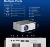 A diagram showing the ports and dimensions of a projector, with a 3D render of the projector itself. Náhľad obrázku produktu