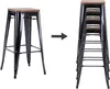 4x Stuhl Hocker Metall Farbwahl Used Look Sitzfläche Holz Produktbild-Vorschau 6