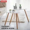 Two white nesting tables with wooden legs are placed on a fluffy rug in a living room setting. Small potted plants are on the tables. Anteprima dell’immagine prodotto