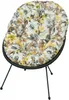 A floral patterned cushion on a black chair with thin black legs, isolated on a white background. Náhled obrázku produktu