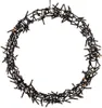 A circular wreath made of black wires and small lights. Produktbild-Vorschau