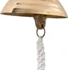 A close-up view of the top part of a brass bell with a white rope attached. Produktbild-Vorschau