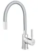 A modern kitchen faucet with a flexible silver hose. Produktbild-Vorschau
