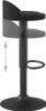 A black adjustable bar stool is shown against a white background. An illustration of a double-headed arrow and a lighter shade of the stool indicates its adjustable height feature. Voir les images du produit