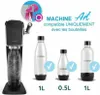 A SodaStream machine with three different sized bottles, indicating compatibility. Podgląd zdjęcia produktu