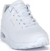 A white Skechers sneaker is shown from a slightly elevated side angle against a white background. Produktbild-Vorschau