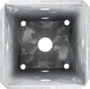 A top-down view of a galvanized steel post anchor with drainage holes. Produktbild-Vorschau