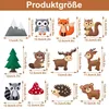 A collage of felt craft animal and nature elements with size dimensions indicated. Produktbild-Vorschau