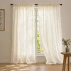 Vorhänge Leinenoptik Creme Halbtransparent Vorhang Voile Produktbild-Vorschau 1