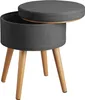 pouf Yara di tectake® con vano portaoggetti in look lino Anteprima dell’immagine prodotto 1