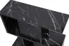 A close-up view of a black marble side table with white veining. Náhled obrázku produktu