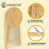 Collage showing a wooden folding table and details of its features. Produktbild-Vorschau