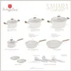 A collection of cookware and kitchen utensils displayed on a white background with text descriptions. Náhled obrázku produktu