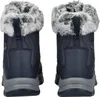 A pair of blue and gray winter boots with faux fur trim. Voir les images du produit