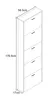 A line drawing of a tall, narrow shoe cabinet with five drawers and dimensions indicated. Podgląd zdjęcia produktu