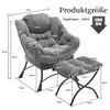 A diagram showing the dimensions of a chair and ottoman set. Produktbild-Vorschau